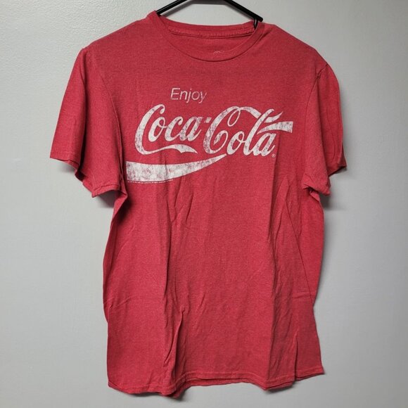 Coca Cola Tee ShirtRed Faded Mens Medium Enjoy Logo Pop Soda Halloween Costume - Picture 1 of 6